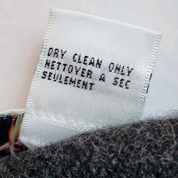 Vtg Talbots Womens Cardigan Sweater Sz Small Charcoal Gray Wool & Felt Leaf Top - Picture 13 of 16